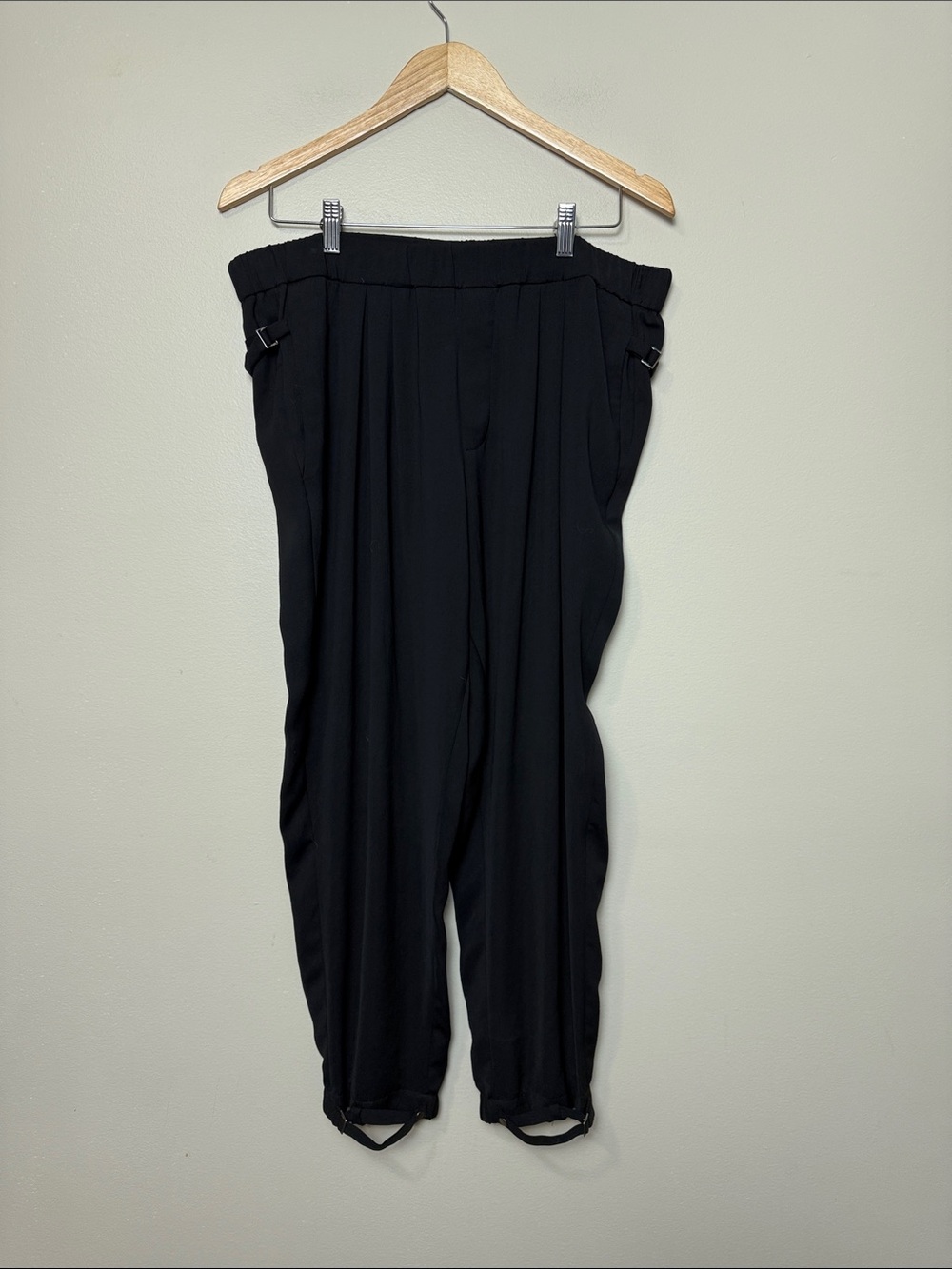 Helmut Lang Black Relaxed Tapered Dress Silk Lined Pants size 12